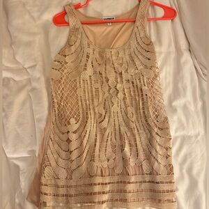Express Tan Lace Sleeveless Top
